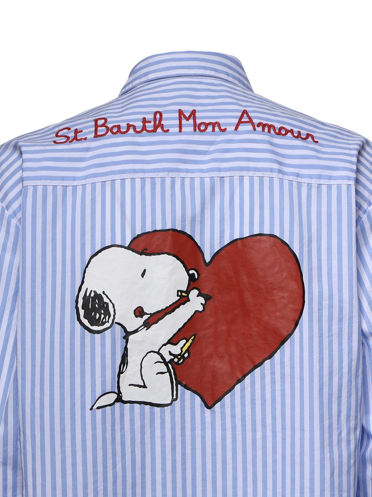 Camicia Brigitte a righe con stampa Snoopy in popeline BRIG005 01934L MC2 SAINT BARTH 