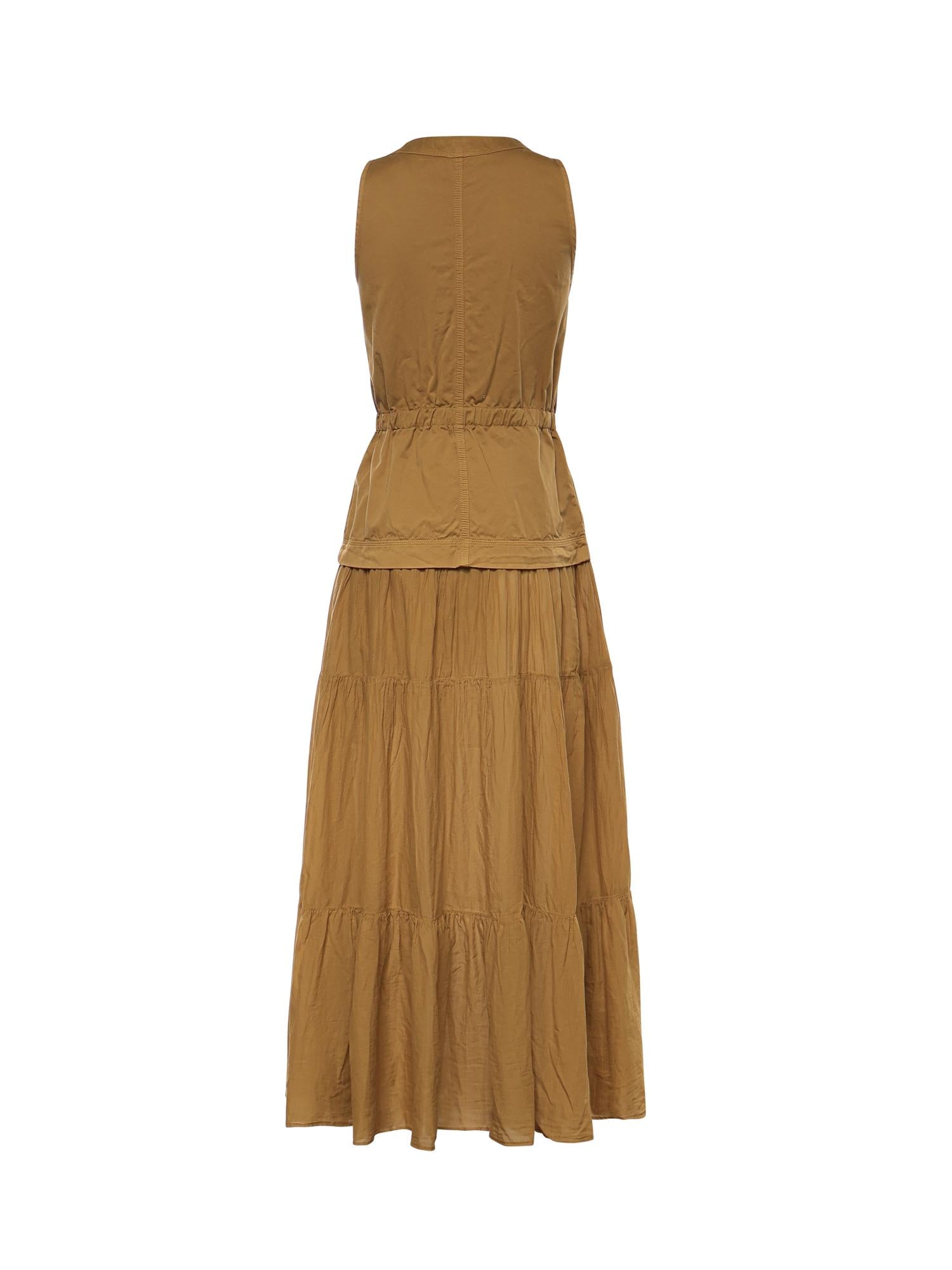 Abito lungo in cotone con balza e nastri 106822 A3AXL25 PINKO 