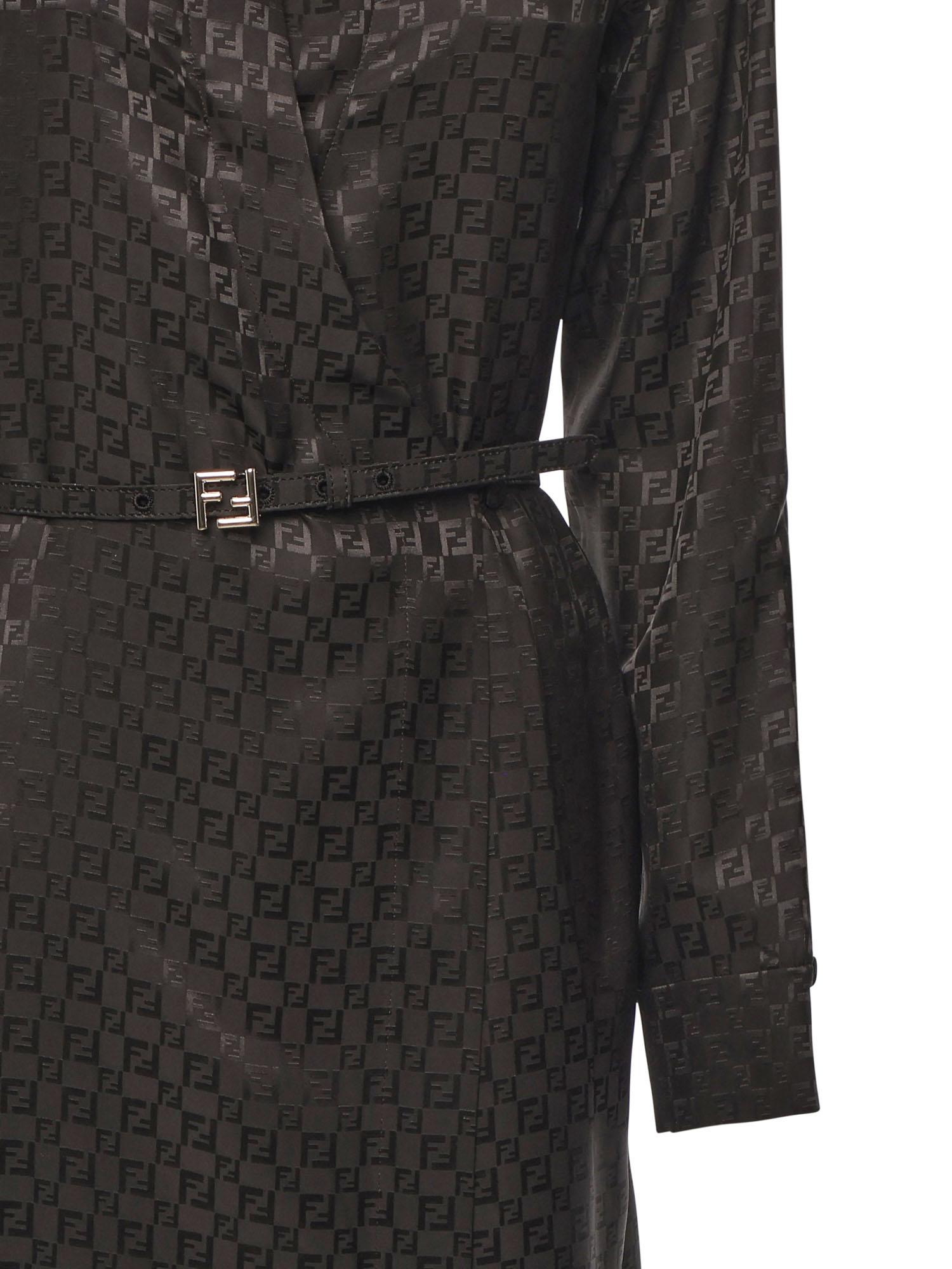 Abito chemisier in seta FF jacquard FDD443 AUQGF1T6H FENDI 