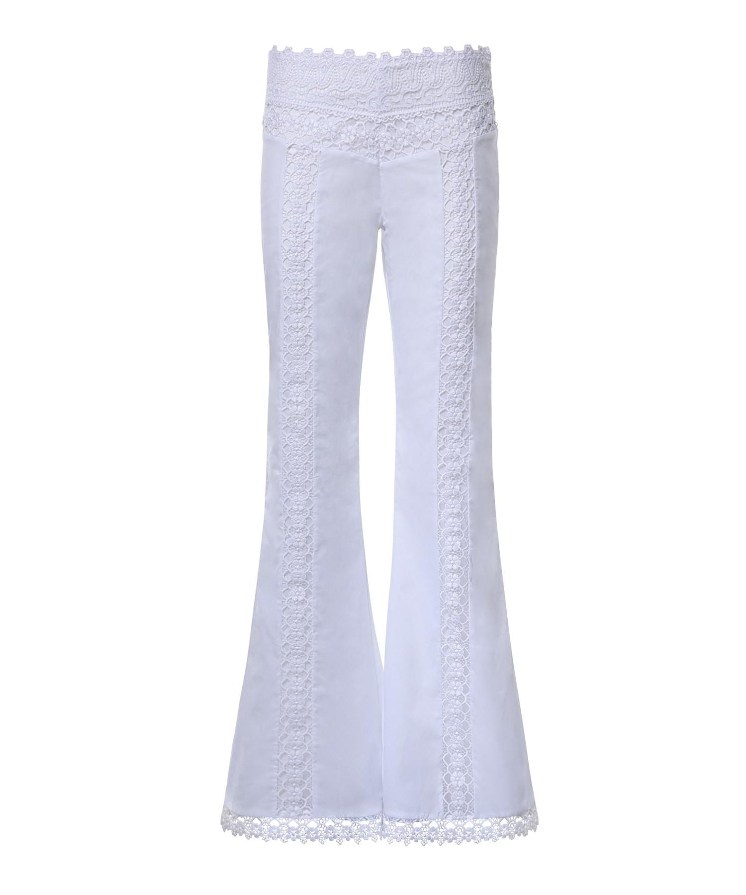 Pantaloni Vianora in voile di cotone e pizzo 261501 WHITE CHARO RUIZ 