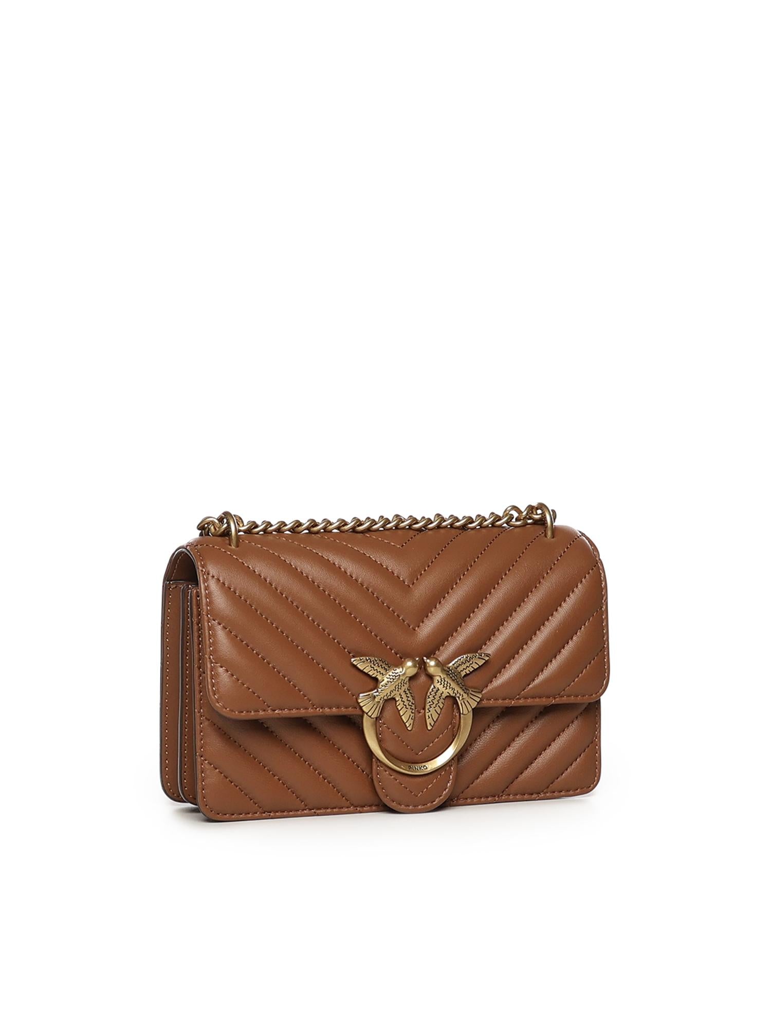 Borsa piccola a tracolla Love Bag One Chevron in pelle 100074 A0GKL17Q PINKO 