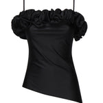 TOP IN JERSEY STRETCH CON ROUCHES COPT79F5001 BLK COPERNI 