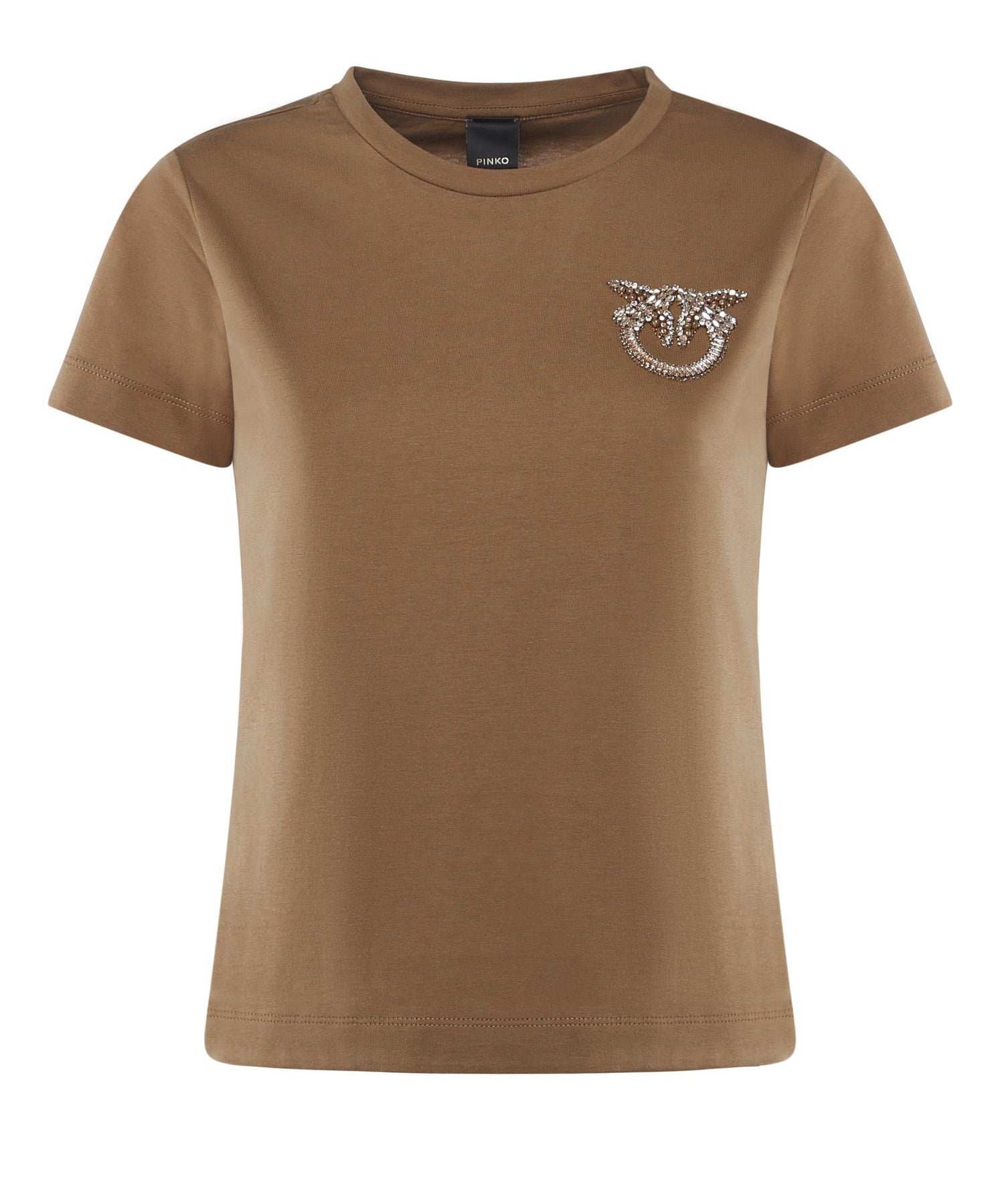 T-shirt con ricamo logo Love Birds in cristalli 103320 A2RNM10 PINKO 