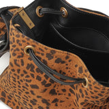 Borsa secchiello a tracolla piccola in suede leopardato 104303 A32AM35Q PINKO 