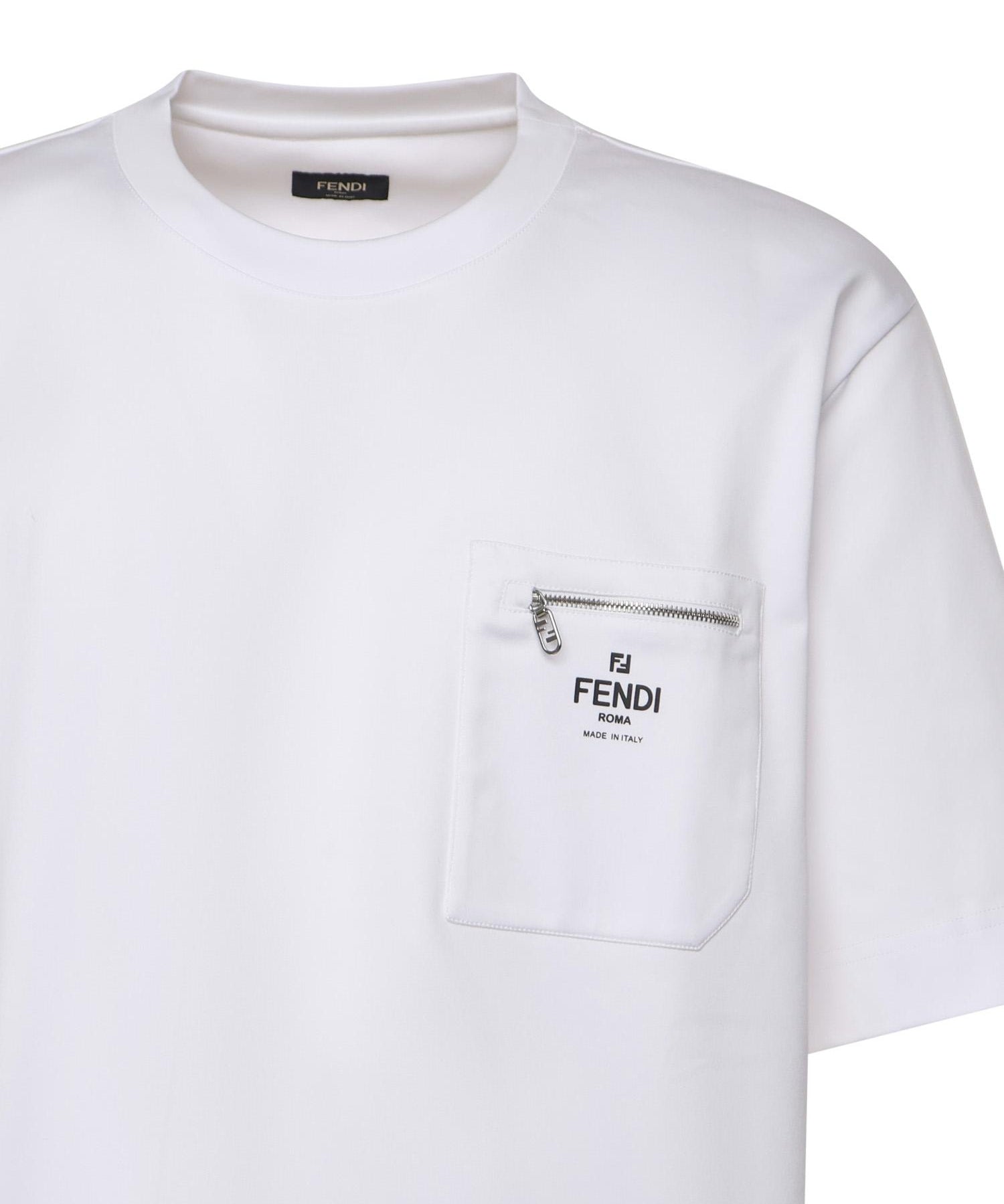 T-shirt in cotone con taschino logo e zip FY0936 ARYRF0QA0 FENDI 