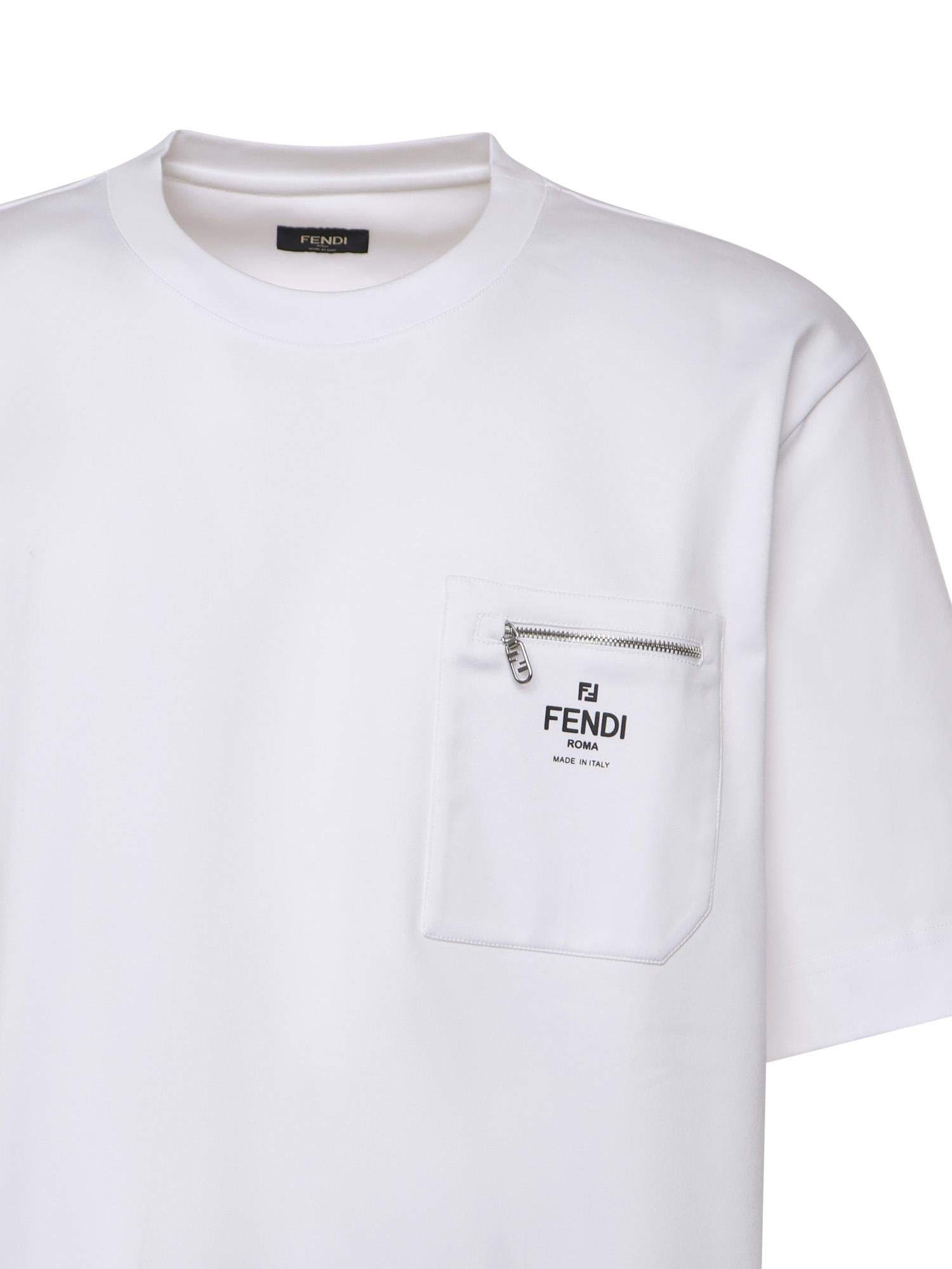 T-shirt in cotone con taschino logo e zip FY0936 ARYRF0QA0 FENDI 