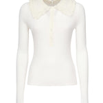 Polo in lana a coste con pizzo CHC25AHT58667 107 CHLOÉ 
