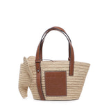 Borsa cesto Elephant piccola in rafia e pelle di vitello A546T37X01 2435 LOEWE 