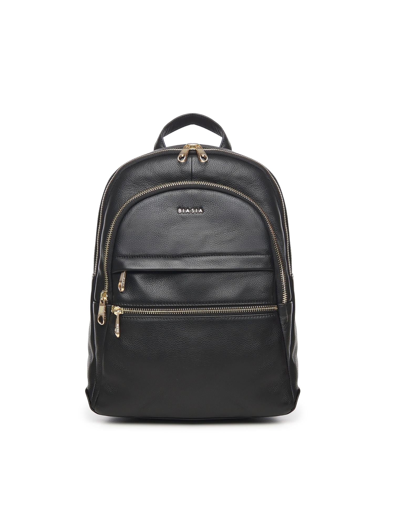 Zaino in pelle con logo BIBP9E504 NERO BIASIA 