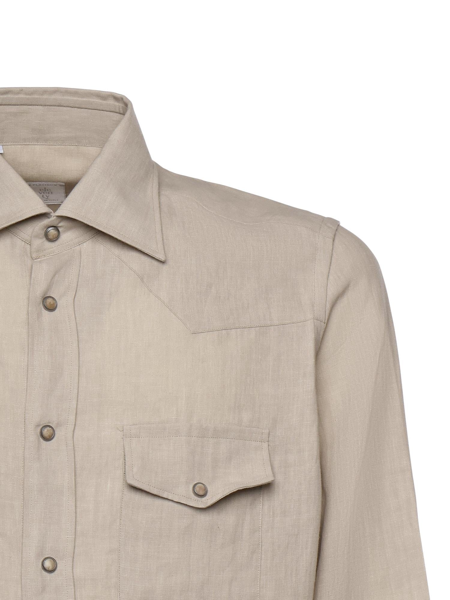 Camicia in lino M75CAMK02TES0I139 02NN ELEVENTY 