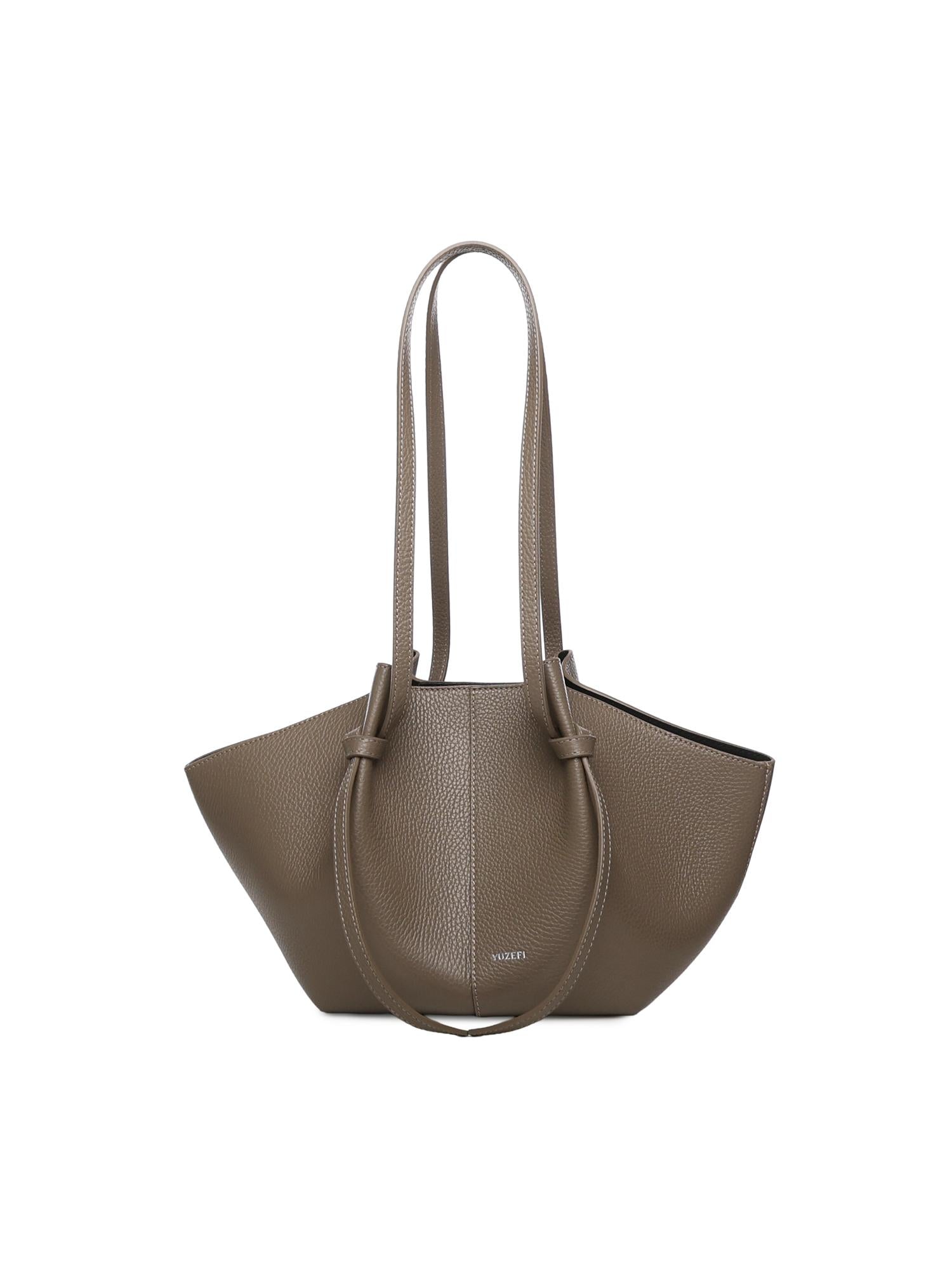Borsa tote Mochi large in pelle MOCHI PEBBLE GRAIN LEATHER TAUPE YUZEFI 