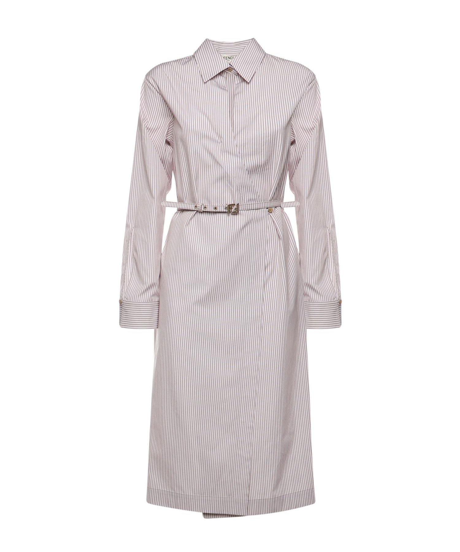 Abito midi chemisier a righe FDD515 AVJXF1UKB FENDI 