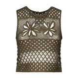 Top senza maniche crochet traforato 104733 A2FFX26 PINKO 