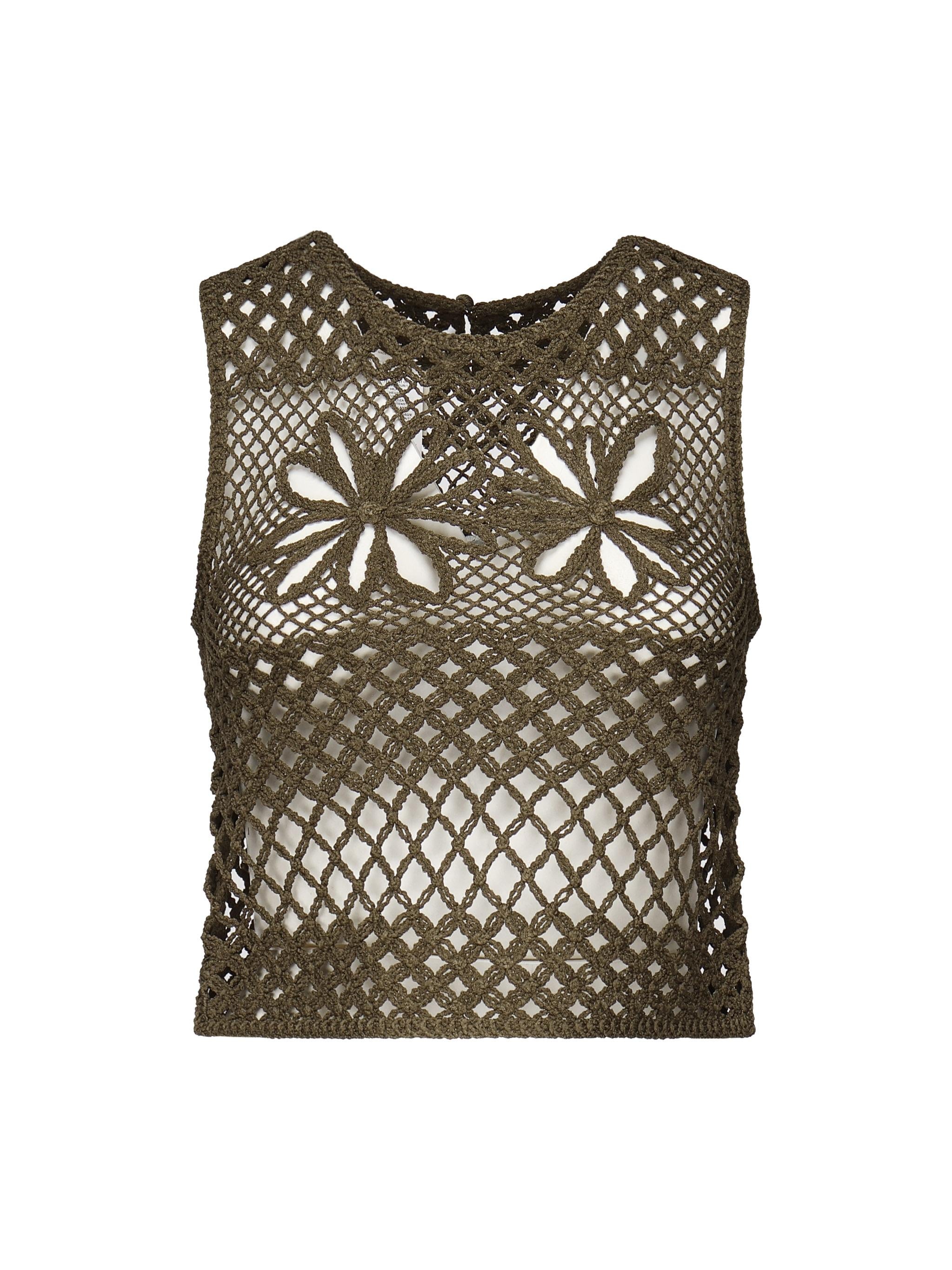 Top senza maniche crochet traforato 104733 A2FFX26 PINKO 