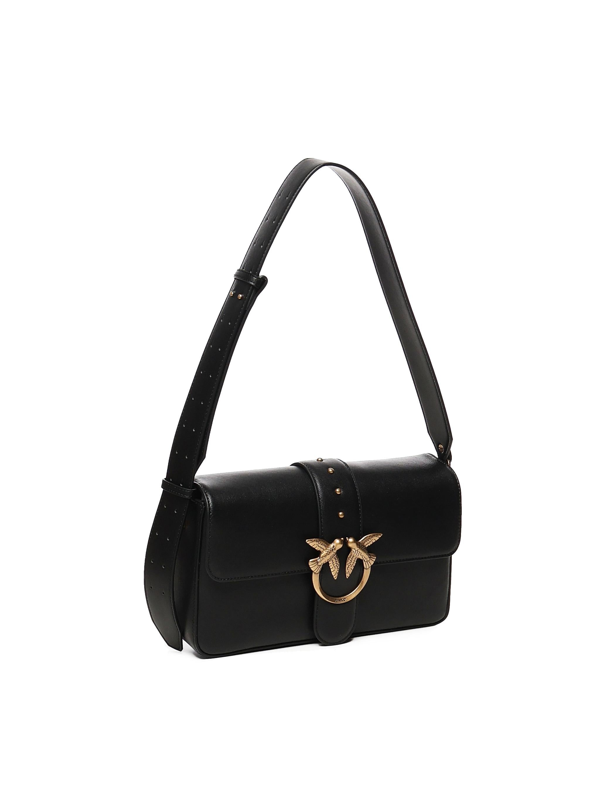 BORSA A SPALLA IN PELLE CON LOGO 104524 A0QOZ99Q PINKO 