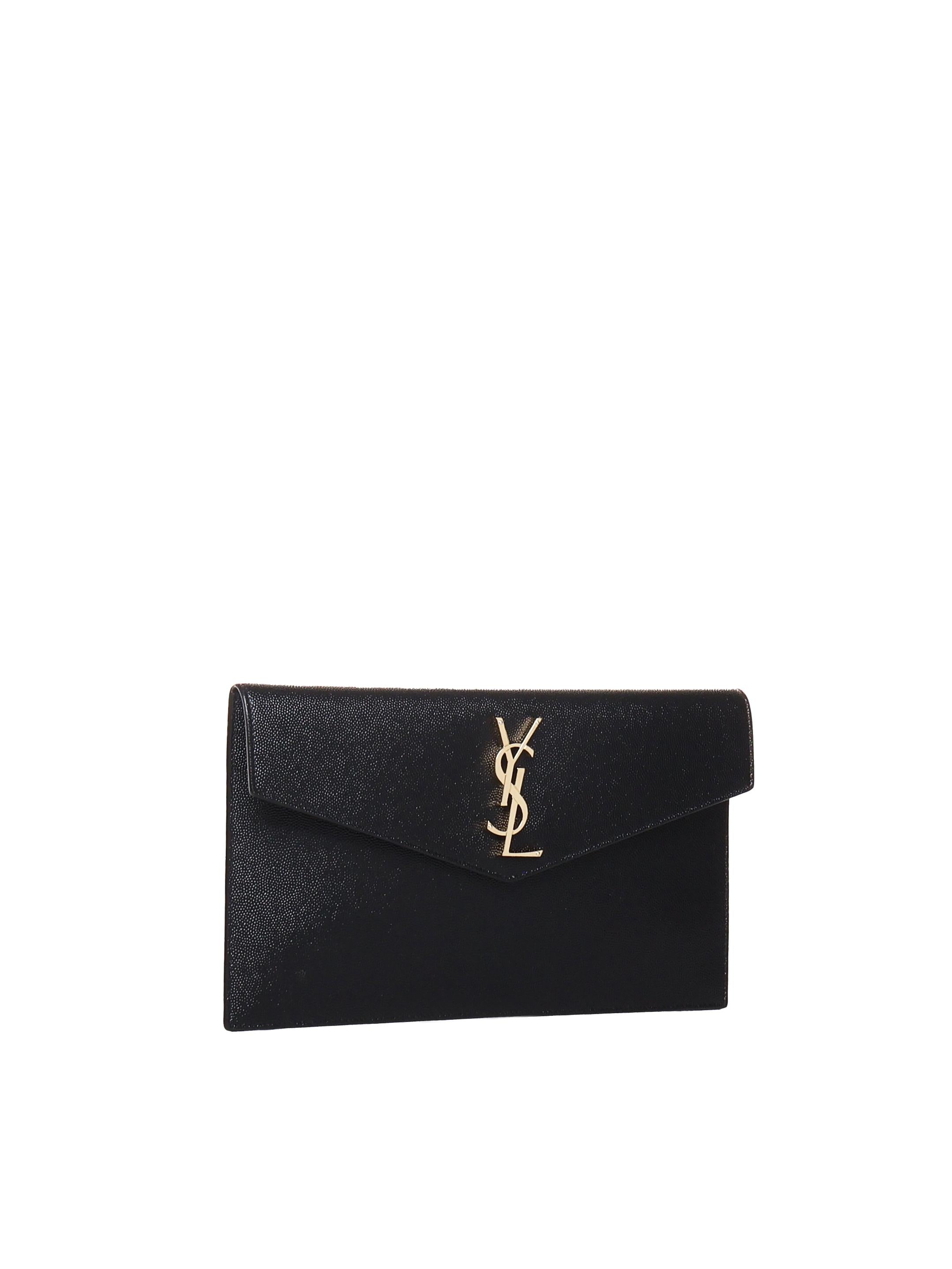 Pochette Uptown in pelle goffrata grain de poudre 565739 1GF0J1000 SAINT LAURENT 