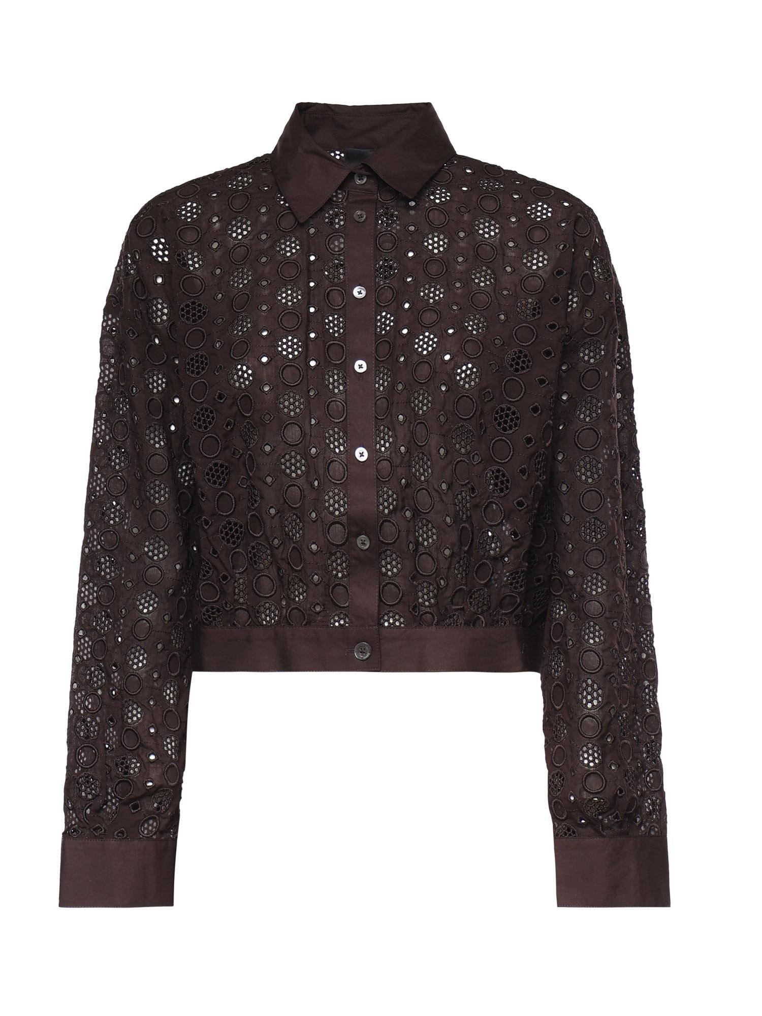 Camicia cropped con ricamo sangallo 106277 A35PM28 PINKO 
