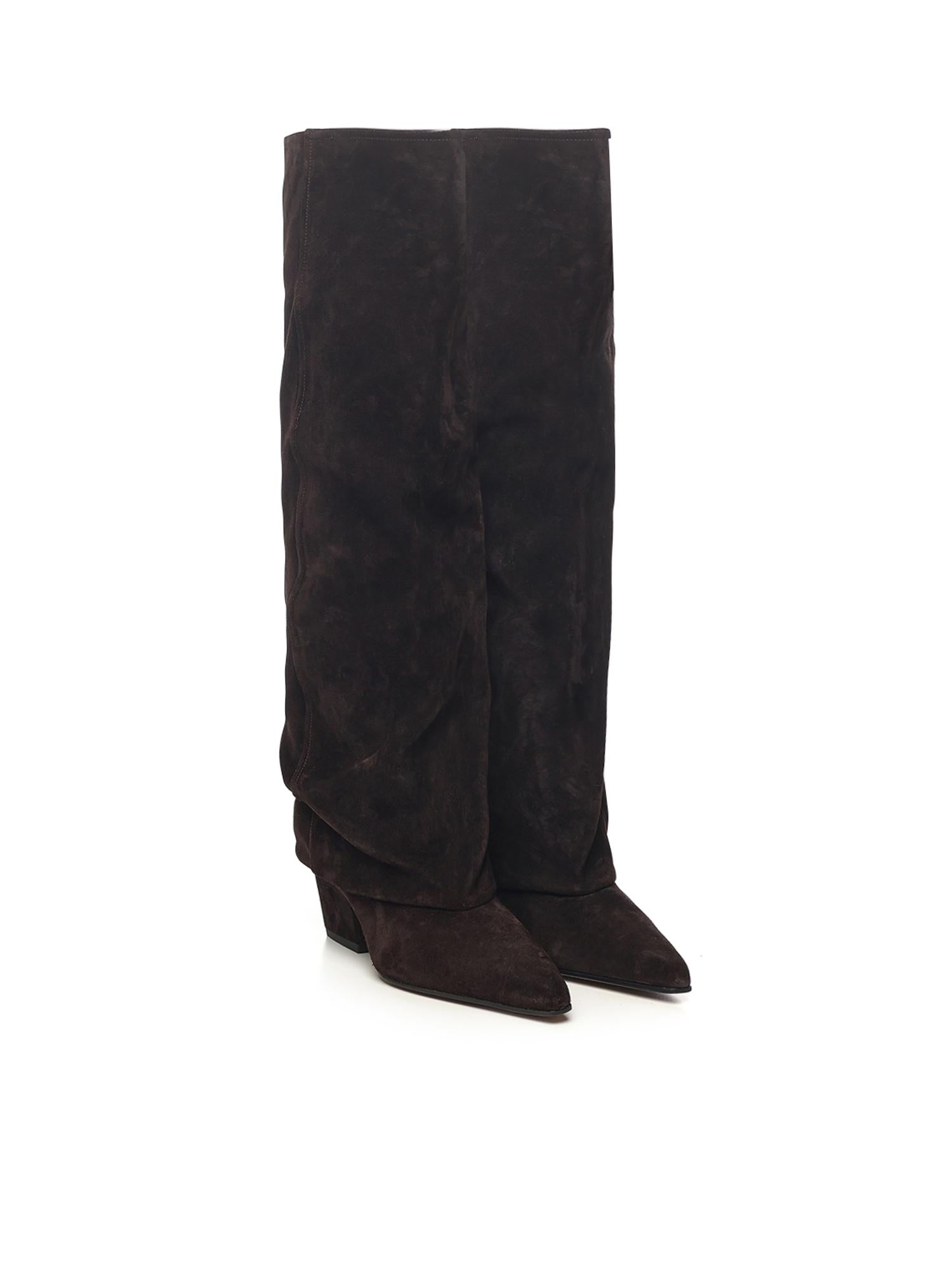 Stivali Jane Fold in pelle scamosciata <BR/> PX1803XV003 EBANO PARIS TEXAS 