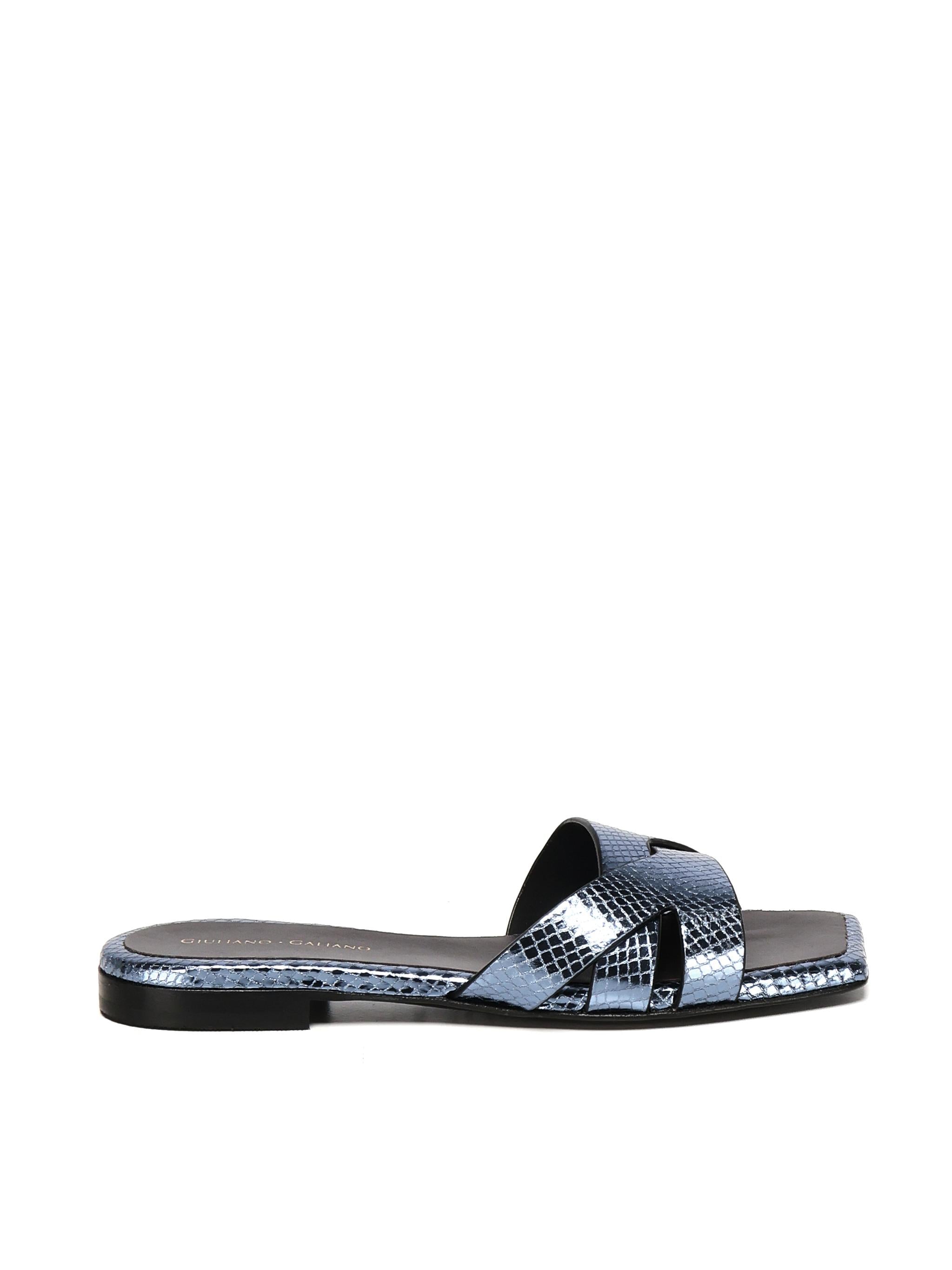 Sandali piatti Miryam<BR/> MIRYAM RETTILE JEANS GIULIANO GALIANO 