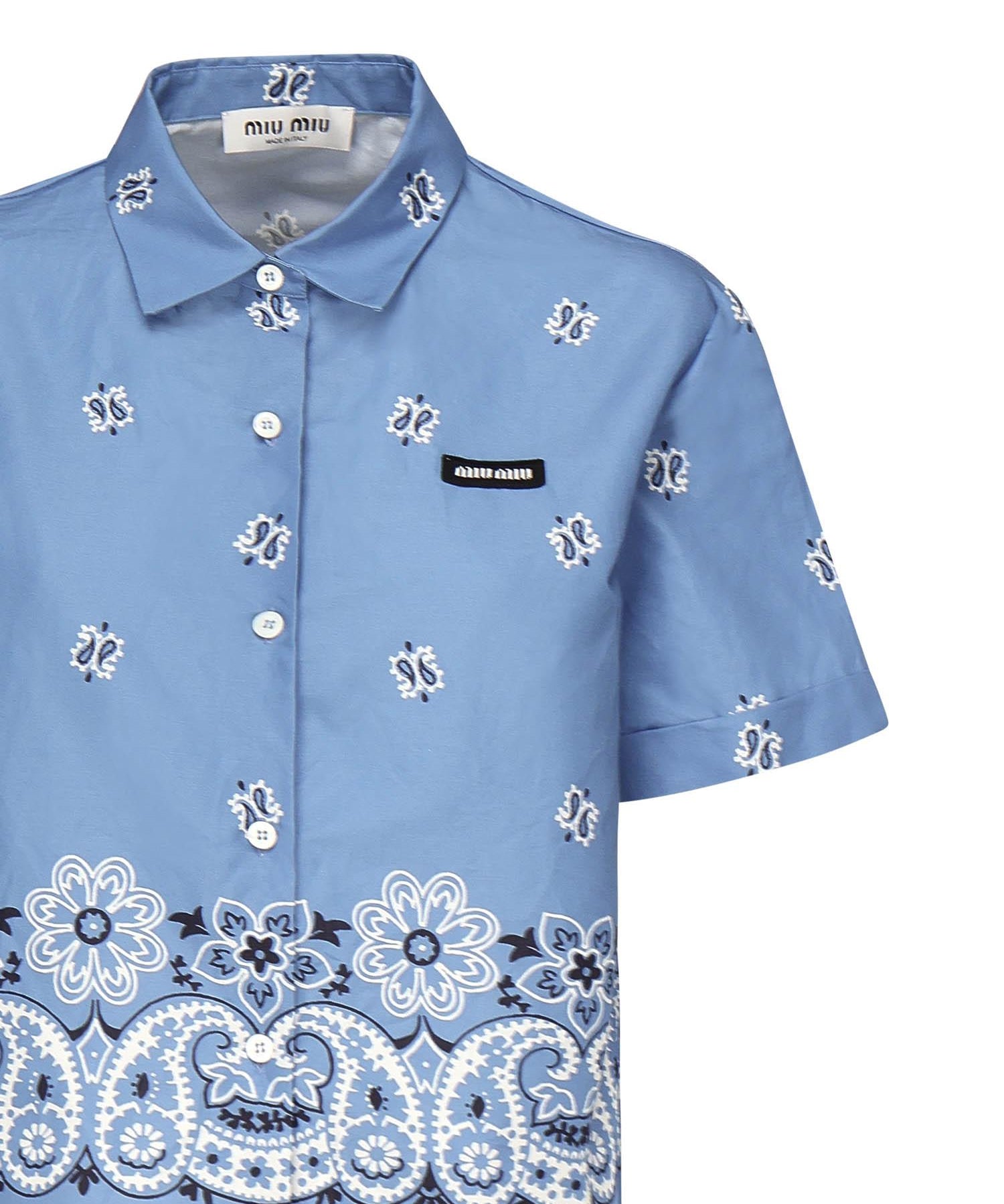 Camicia in popeline fiammato con stampa MK1951 17XXF061M MIU MIU 