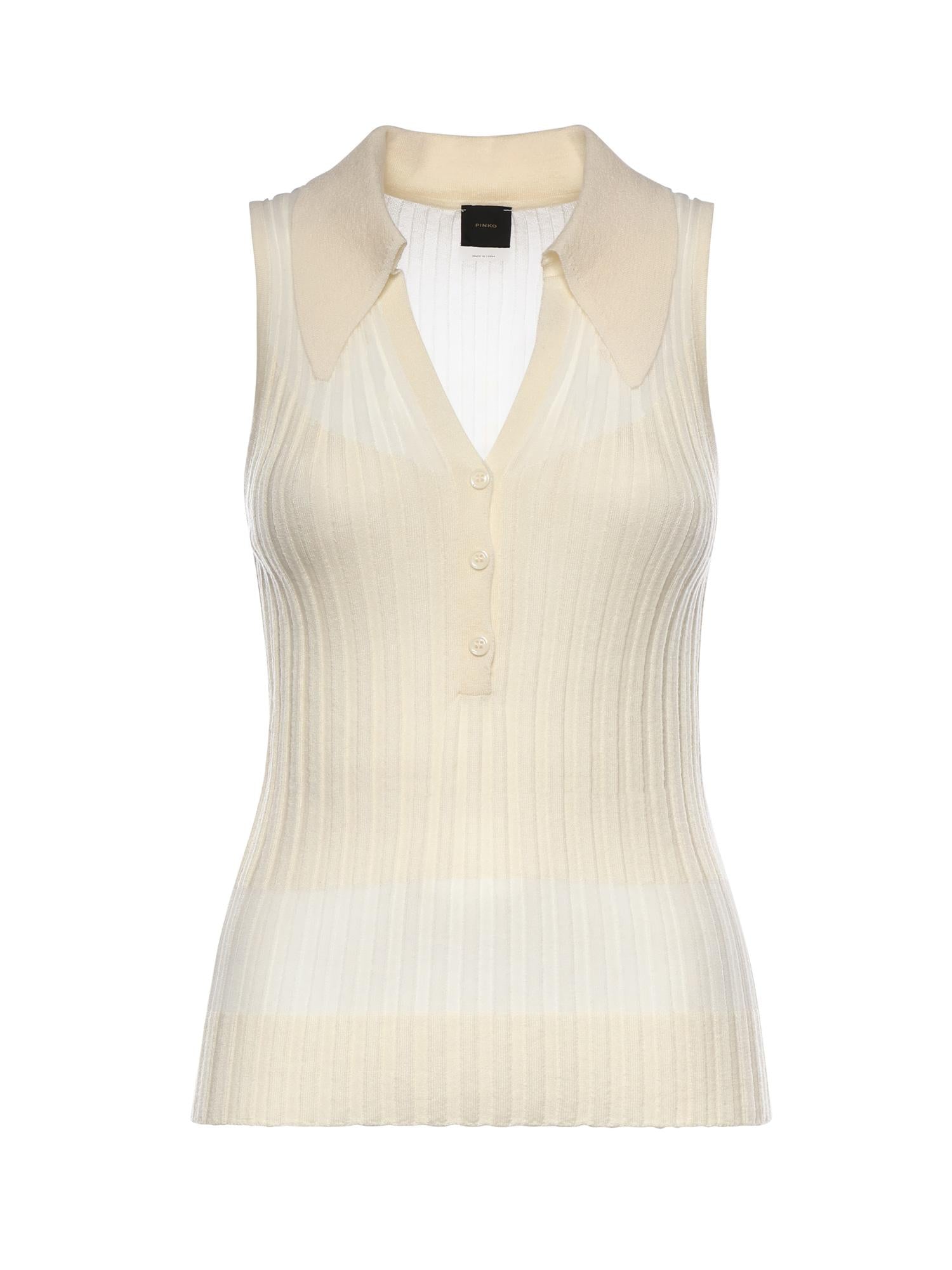 Canotta a polo in maglia a coste 106318 A34BC14 PINKO 