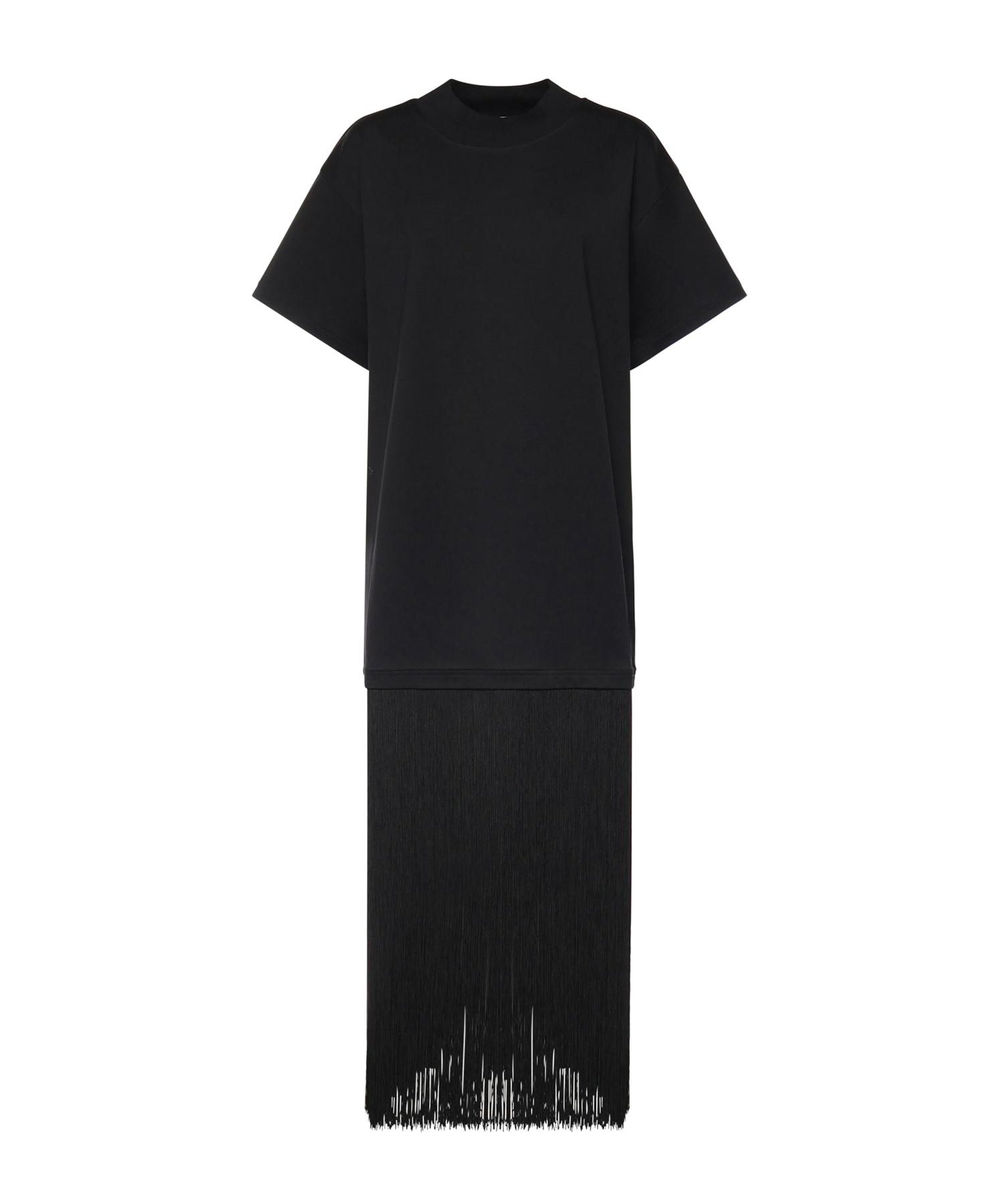 T-shirt in cotone con frange AA9I0029J103C 999 ALAIA 