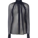 Camicetta a collo alto in mussola di seta 810153 Y065W4900 SAINT LAURENT 