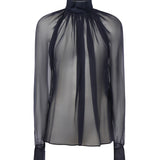 Camicetta a collo alto in mussola di seta 810153 Y065W4900 SAINT LAURENT 