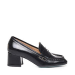 Mocassino in vernice con tacco<BR/> CELESTE 02 VERLUXNERO FRATELLI RUSSO 