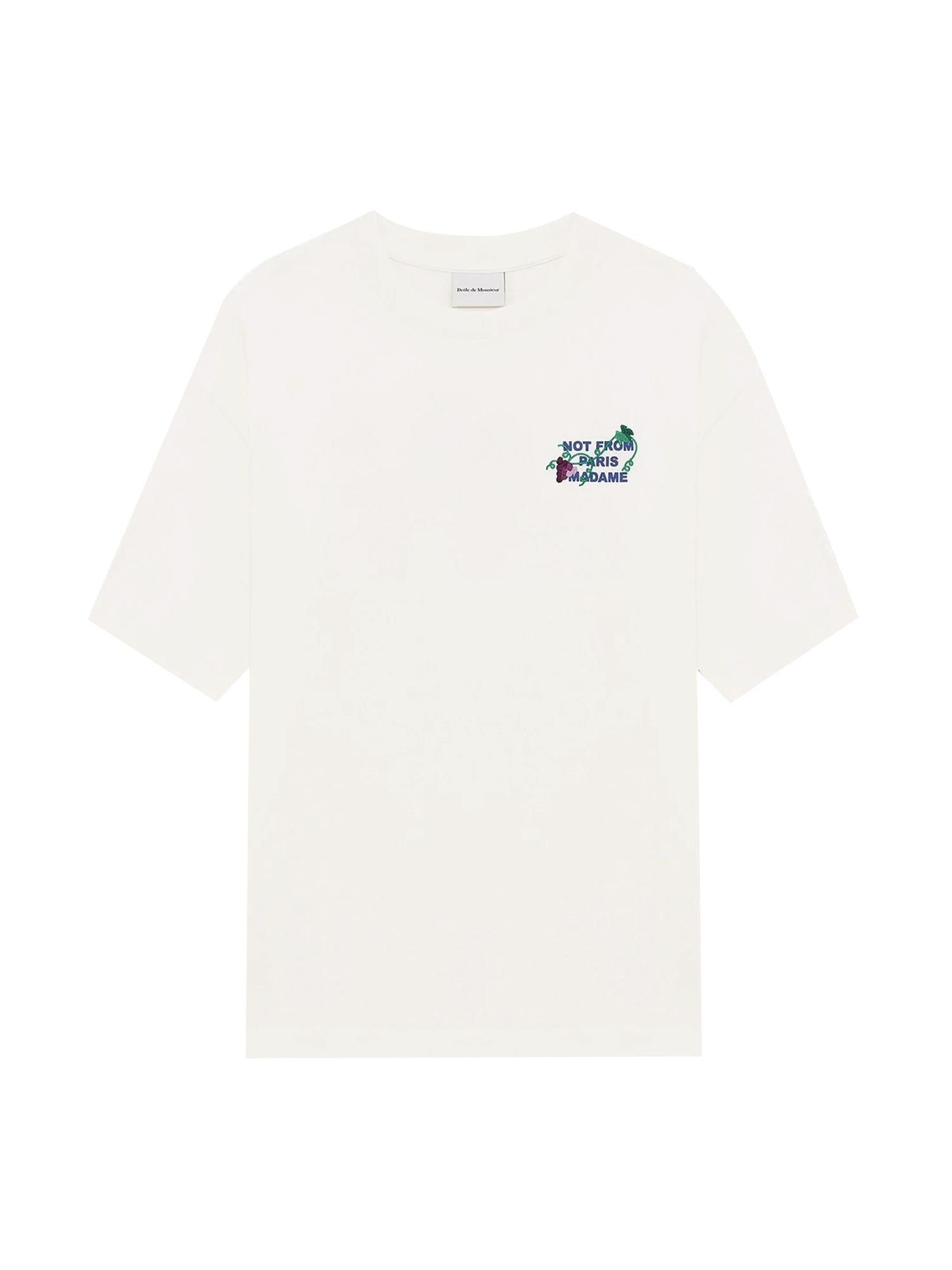 T-shirt in jersey con ricamo Slogan LTS327CO248 OW Drôle de Monsieur 