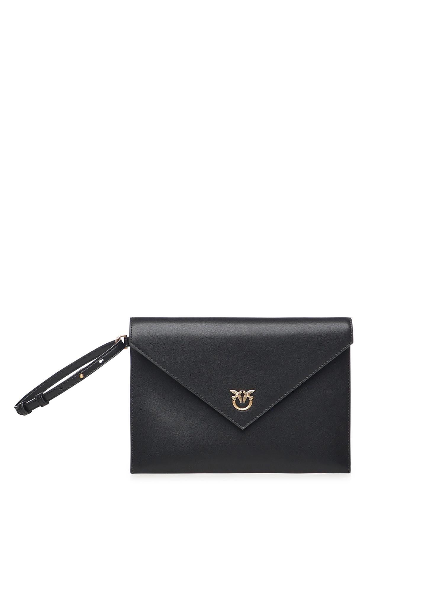 Pochette a mano in pelle con logo 104820 A0F1Z99Q PINKO 