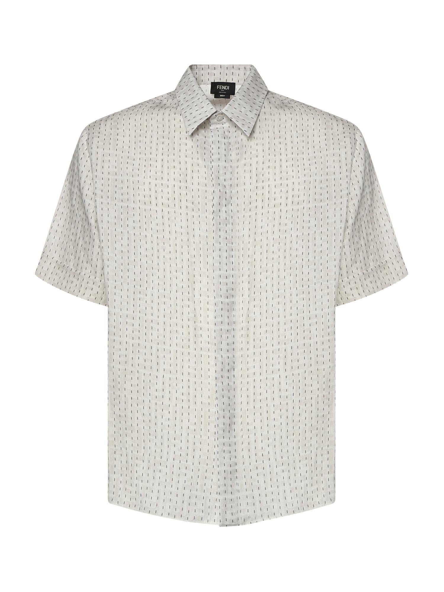 Camicia FF jacquard in lino con impunture FS0795 AU7NF0RQ0 FENDI 
