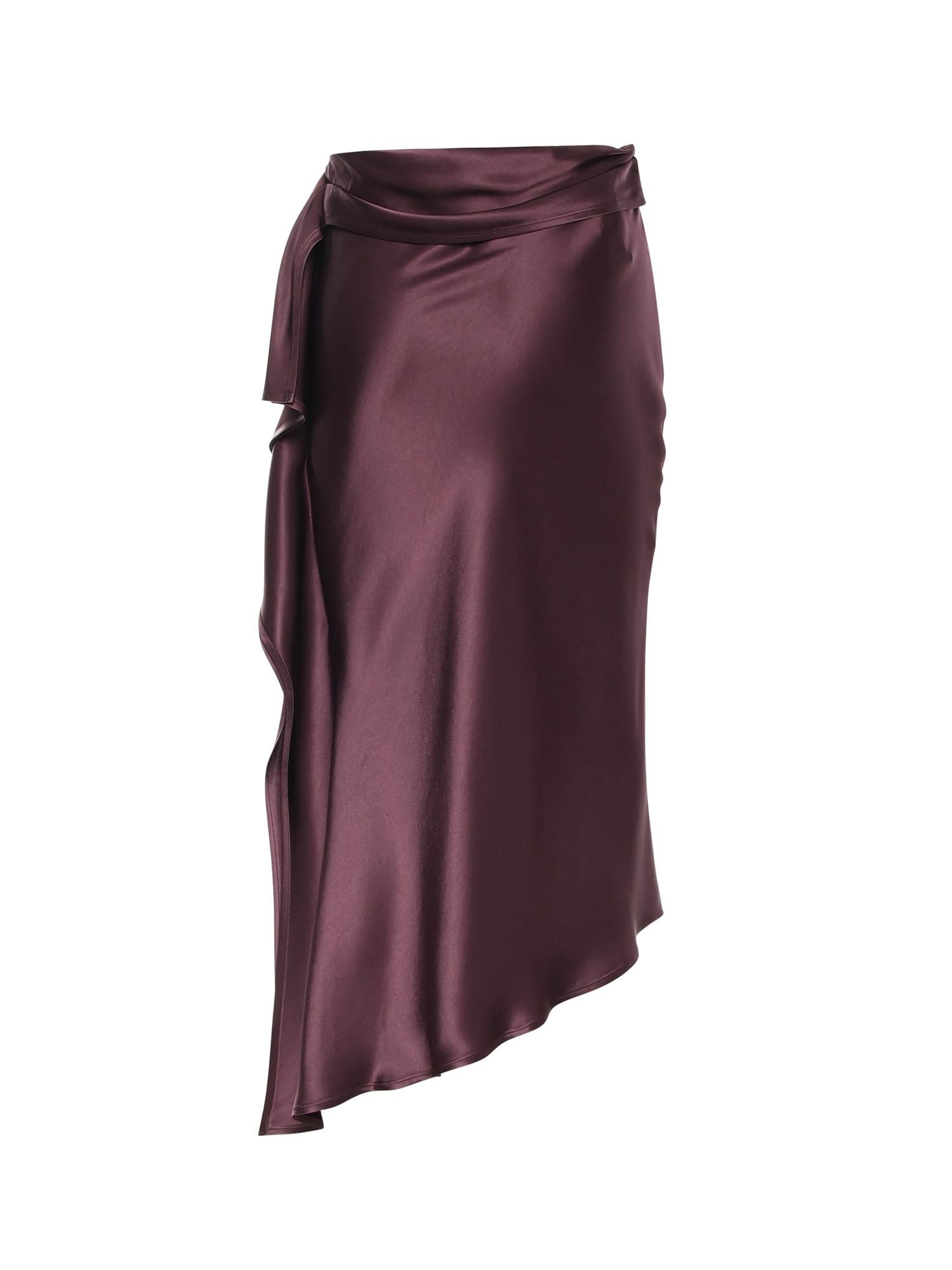 Gonna longuette asimmetrica in satin 106638 A1Y5R57 PINKO 