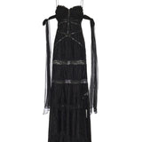 Abito Rita in seta e pizzo CD3447 BLACK FOR LOVE & LEMONS 