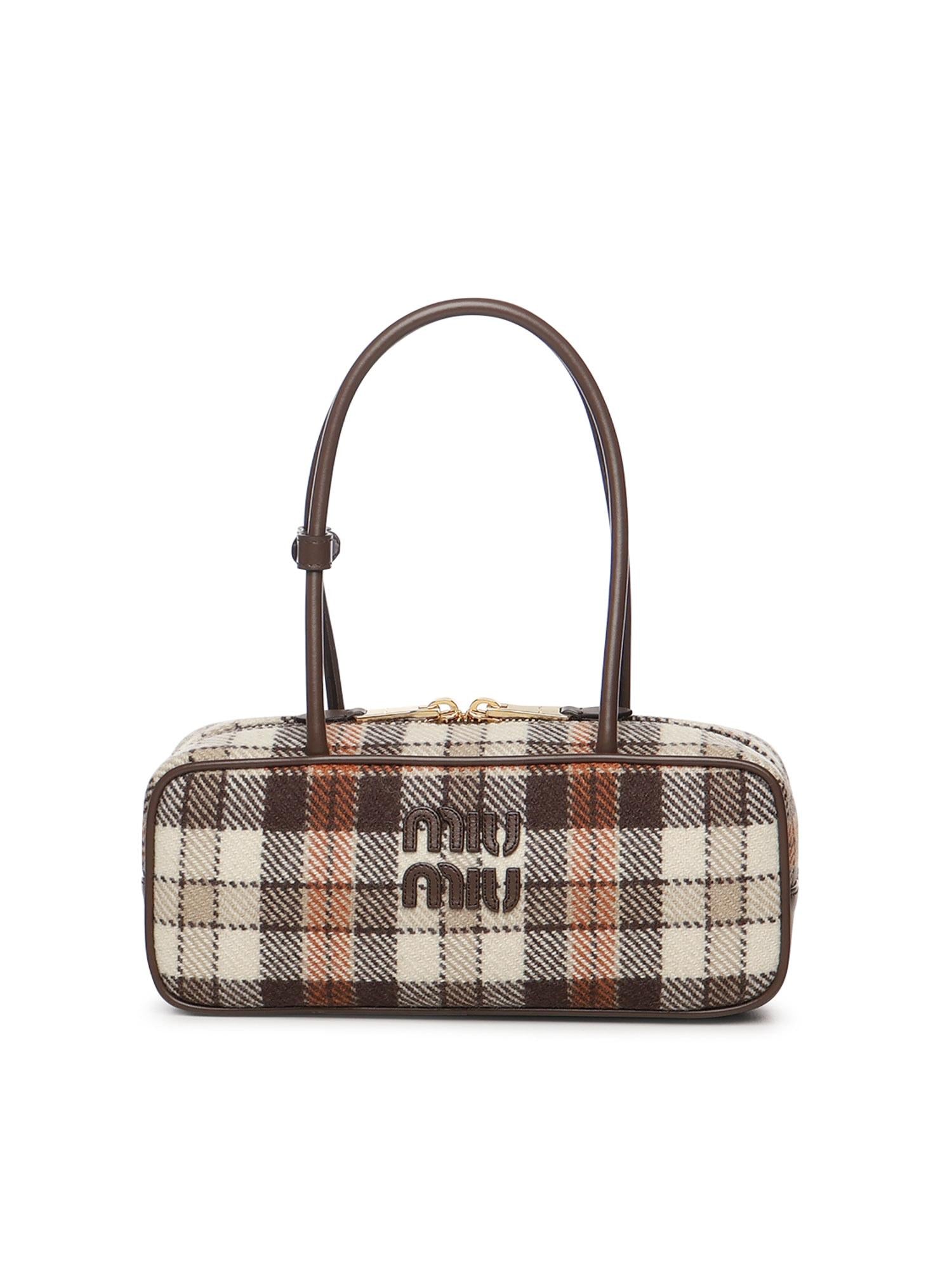 Bauletto Beau in tartan con dettagli in pelle<BR/> 5BB173 2DU5F0Z0F MIU MIU 