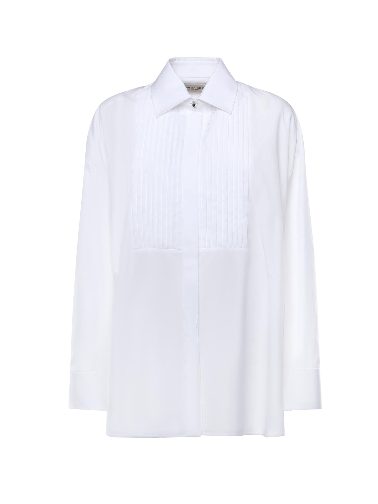 Camicia in cotone con dettaglio plissé GWP02599 P00232310359 GOLDEN GOOSE 