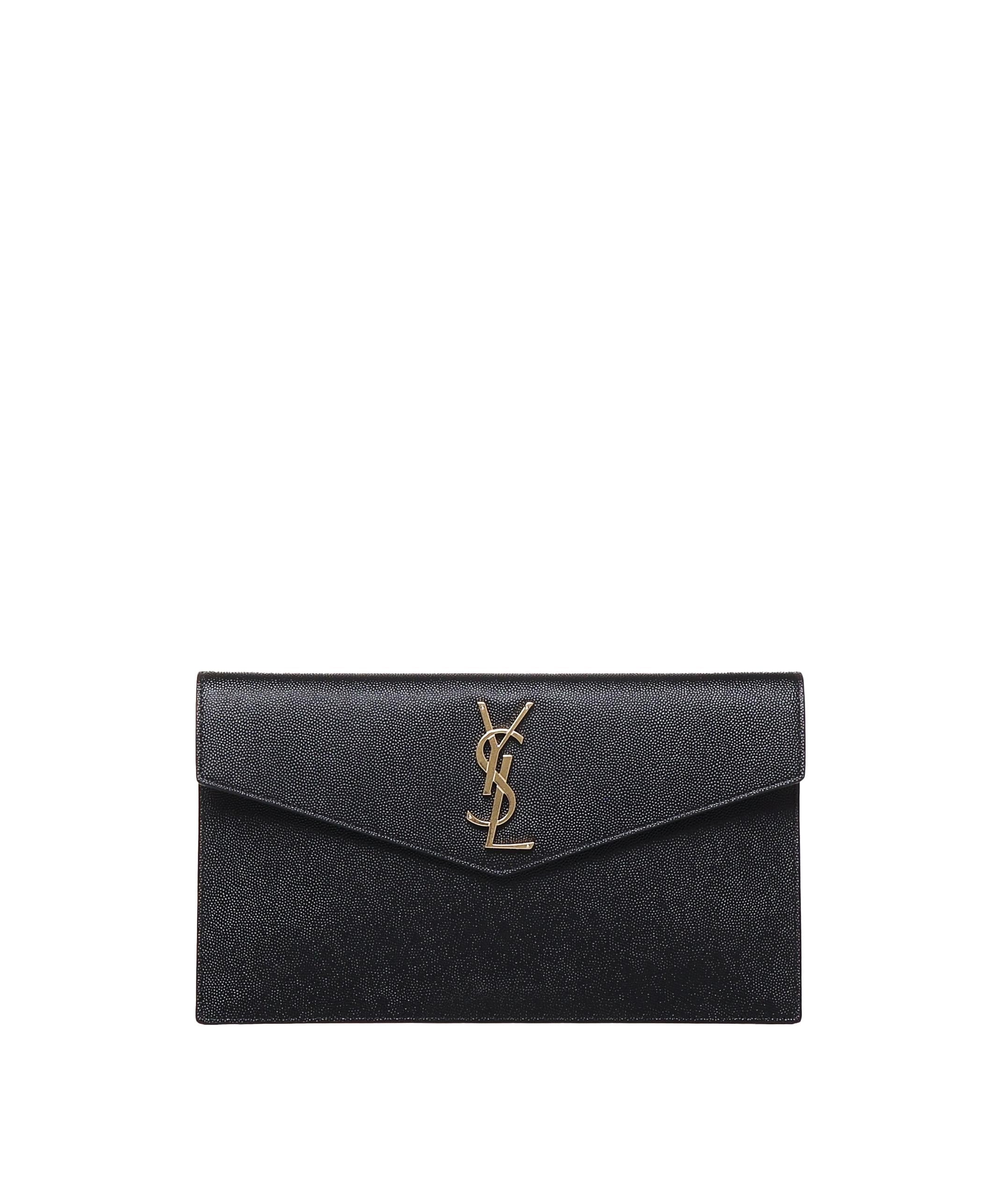 Pochette Uptown in pelle goffrata grain de poudre 565739 1GF0J1000 SAINT LAURENT 