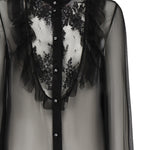 Blusa in chiffon di seta con finiture in pizzo e ruches 6B0AB7J0 2UP0NO VALENTINO GARAVANI 
