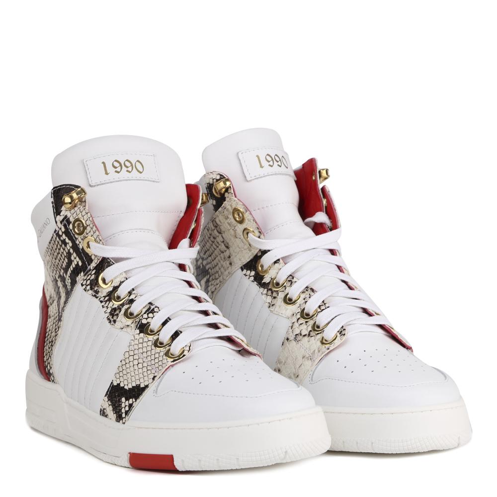 SNEAKERS 1990 BIANCHE E PITONATE IN PELLE AI 2020 1990 PYTONWHITE-GREY GIULIANO GALIANO 