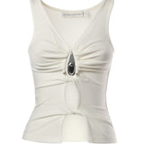 Top Crystal in maglia a coste 25041333 WHITE CHRISTOPHER ESBER 