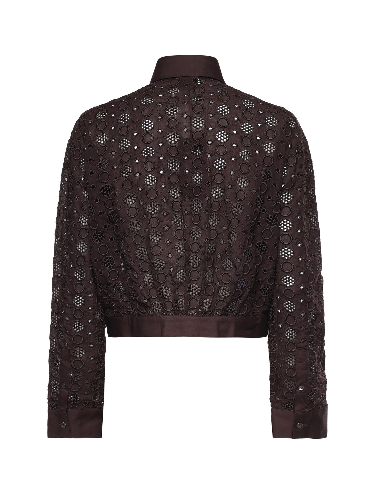Camicia cropped con ricamo sangallo 106277 A35PM28 PINKO 