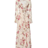abito lungo in crepe di seta stampa floreale 2A643A F7141 BLUMARINE 