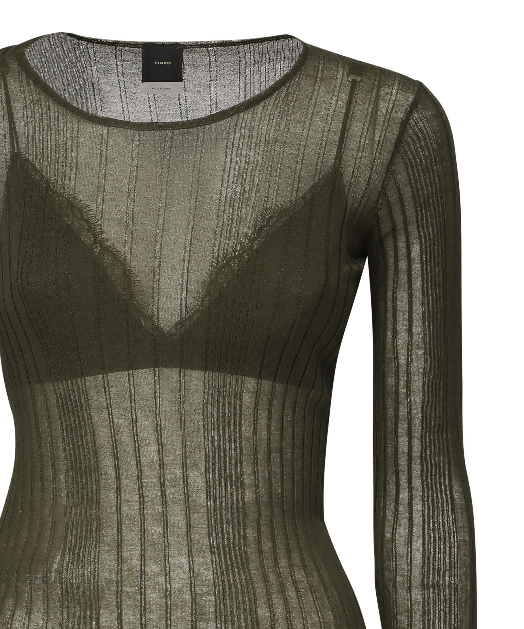 Maglia semitrasparente a costine 102977 A1NDX18 PINKO 