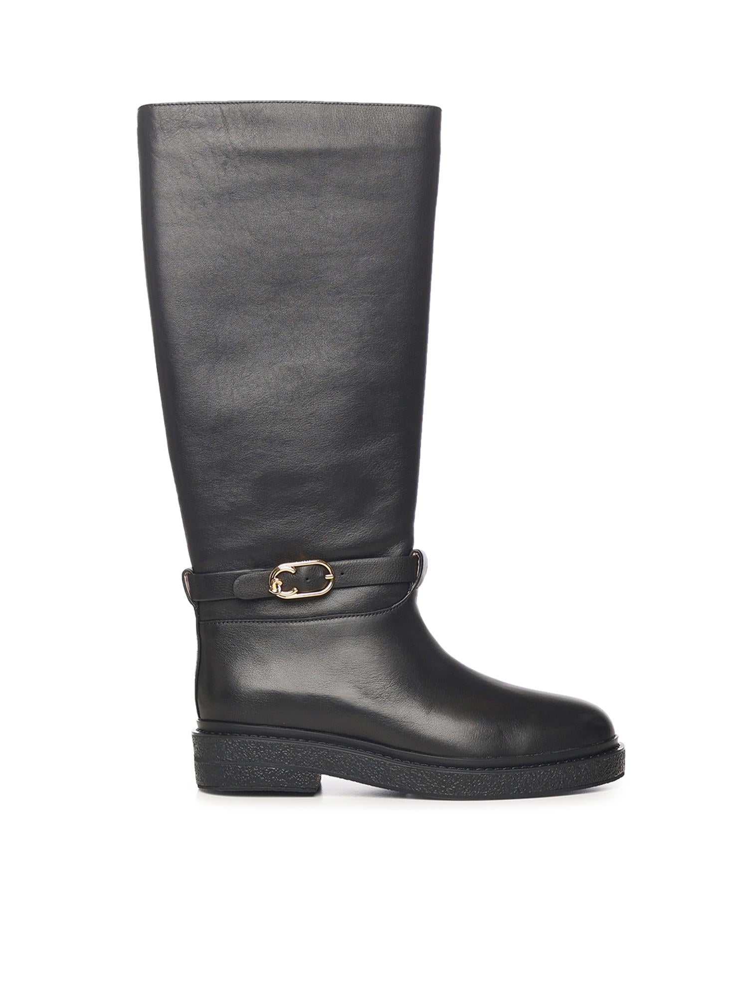 Stivali C-Saddle in pelle E4T7A150101 001 COCCINELLE 
