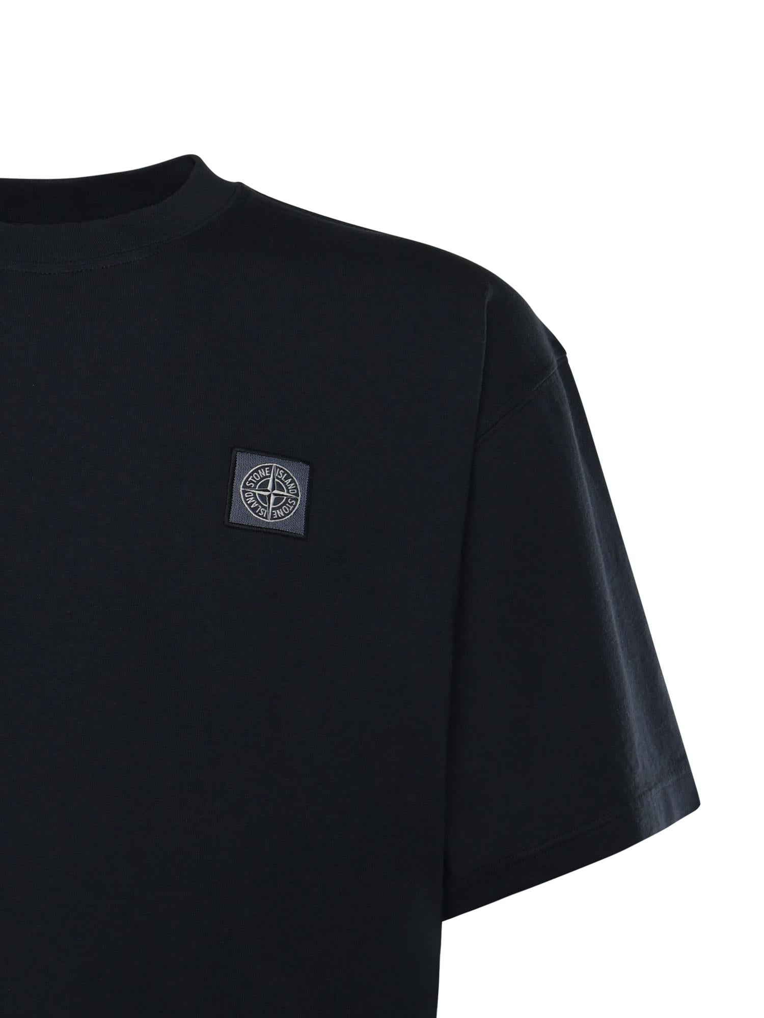T-shirt con patch Compass in jersey di cotone L1S152100027 S0013V0020 STONE ISLAND 
