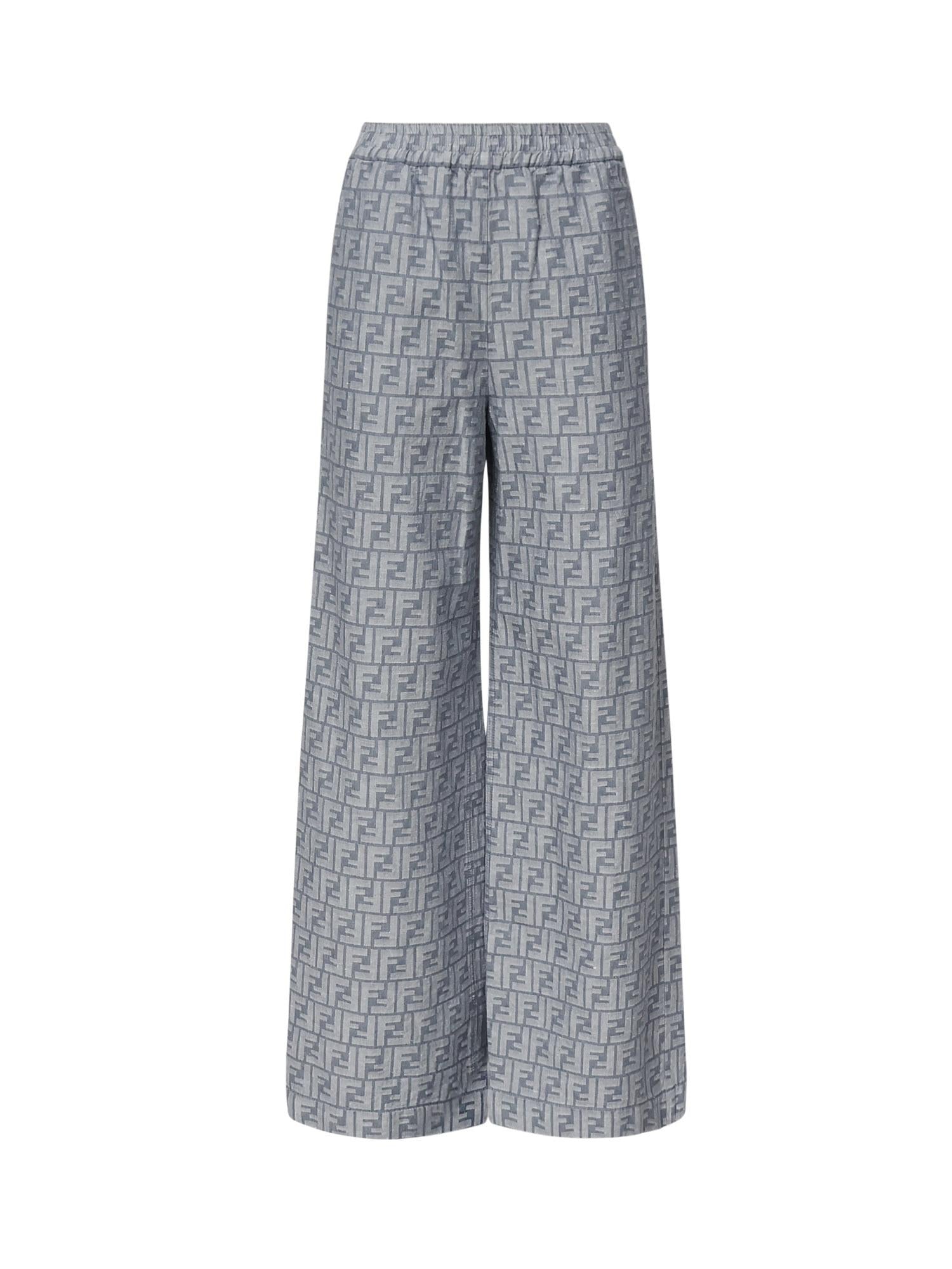 Pantaloni in chambray FF jacquard<BR/> FLP869 ASMFF1SAT FENDI 