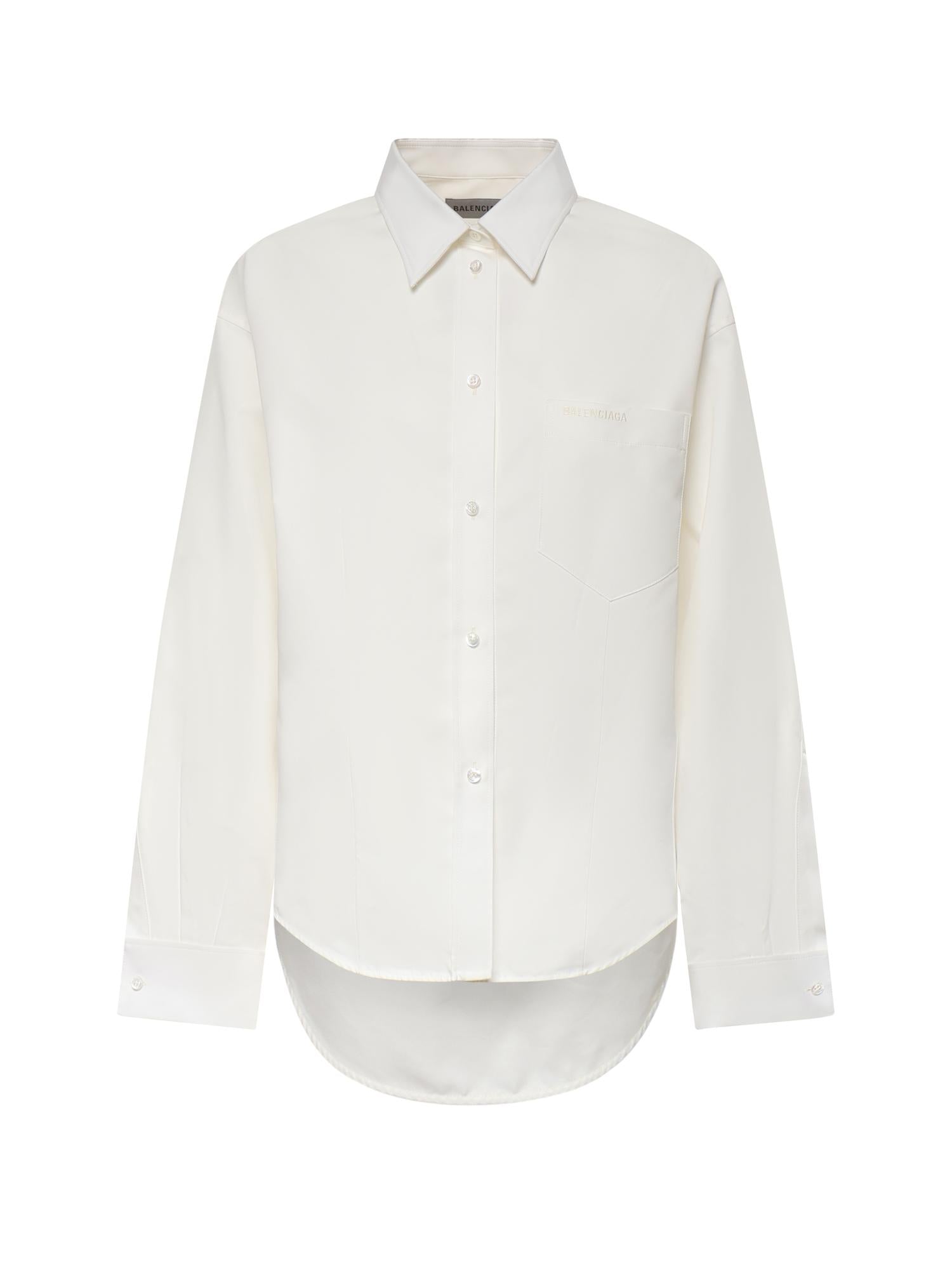 Camicia Classica in popeline di seta e organza di cotone 872318 TUM189000 BALENCIAGA 