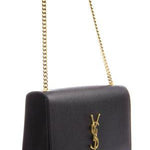 Pochette con catena Cassandre in pelle grain de poudre<BR/> 377828 BOW081000 SAINT LAURENT 