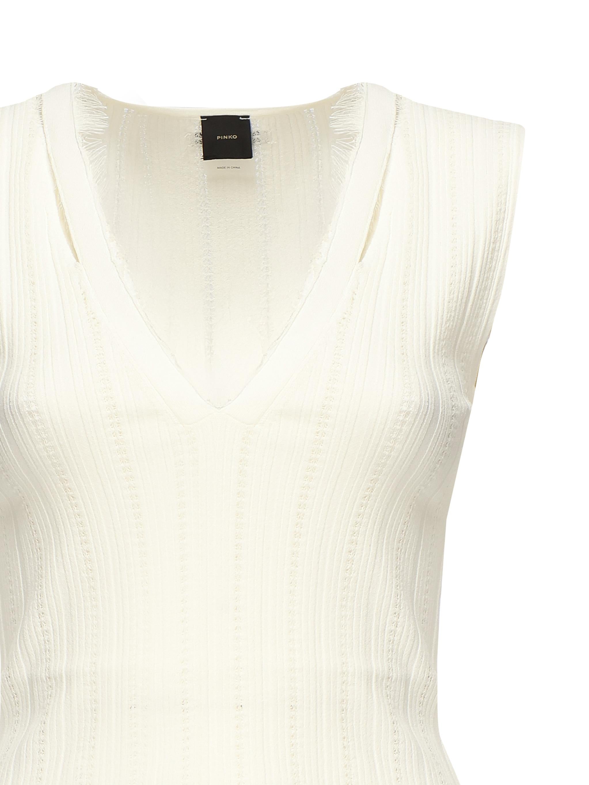 Top smanicato seta e cachemire a costine 104741 A2FRZ09 PINKO 