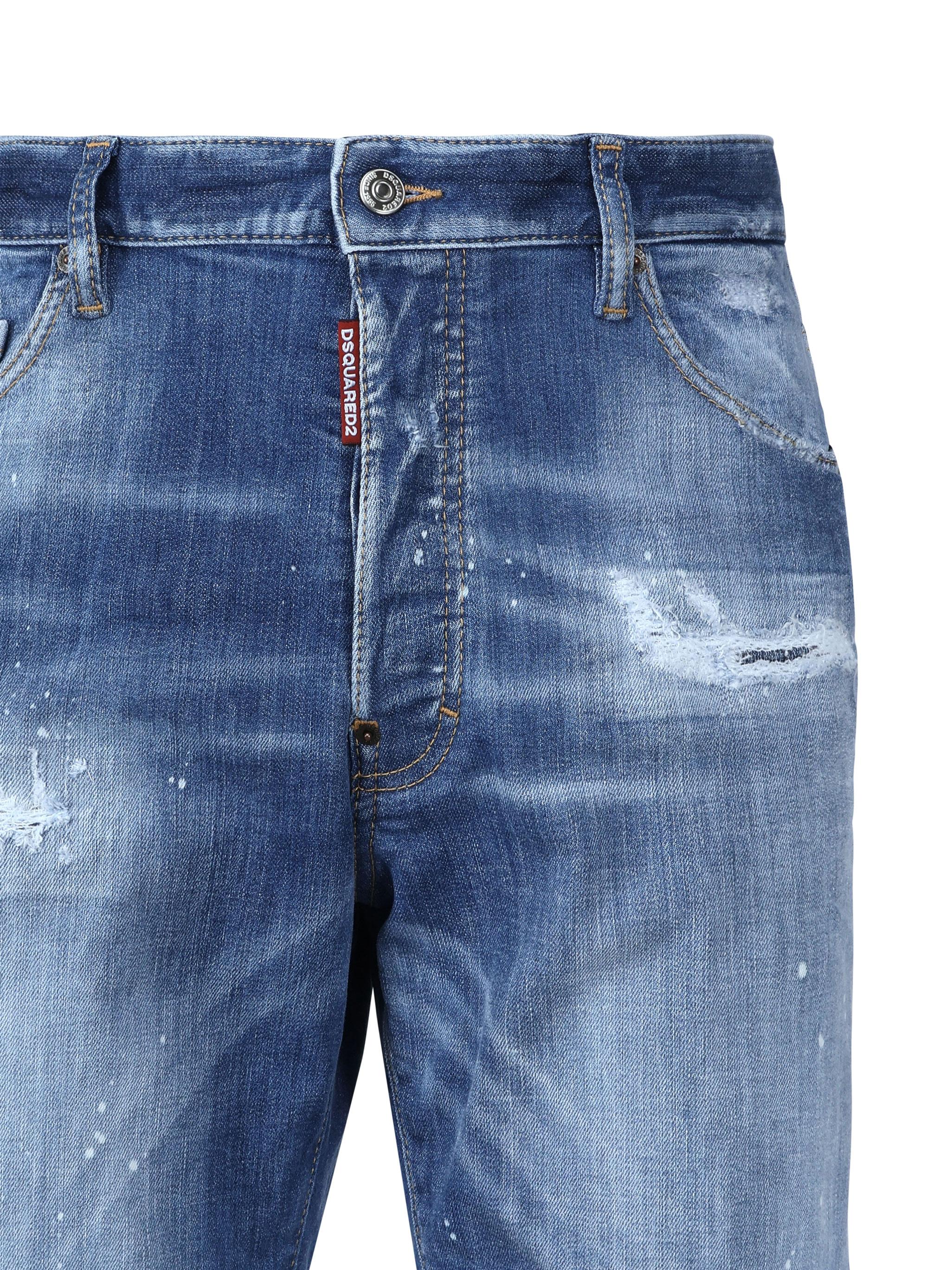 Shorts denim in cotone elasticizzato S74MU0881 S30872470 DSQUARED2 